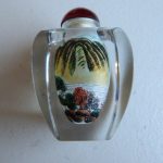 LOVELY VINTAGE CHINESE REVERSE PAINTED SCENT BOTTLE COMPLETE WITH STOPPER LOVELY VINTAGE CHINESE REVERSE PAINTED SCENT BOTTLE COMPLETE WITH STOPPER