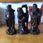 3 Chinese Red Resin Figures FUK, LUK, SAU FIGURINES, 3 Chinese Red Resin Figures FUK, LUK, SAU FIGURINES,