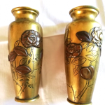 Pair Of Decorative Oriental Brass Vases Pair Of Decorative Oriental Brass Vases