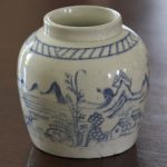 Antique Early 19th Century Chinese Blue & White Stoneware Ginger Jar/ Pot Antique Early 19th Century Chinese Blue & White Stoneware Ginger Jar/ Pot