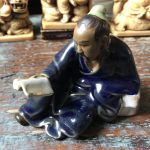 Vintage Chinese Japanese Shiwan Glazed Mud Man Clay Figurine Vintage Chinese Japanese Shiwan Glazed Mud Man Clay Figurine