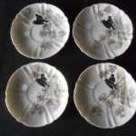 Antique Chinese or Japanese hand painted porcelain of crows/ravens. Antique Chinese or Japanese hand painted porcelain of crows/ravens.