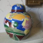 VINTAGE CHINESE LARGE GINGER JAR HAND PAINTED IN THE ART DECO STYLE 11" High VINTAGE CHINESE LARGE GINGER JAR HAND PAINTED IN THE ART DECO STYLE 11" High