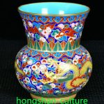 5" Qianlong Old Porcelain enamel Gold plated Palace Dragon bat vase 5" Qianlong Old Porcelain enamel Gold plated Palace Dragon bat vase