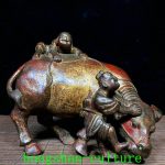 6.6" Qianlong Year Pure Bronze Animal Cattle Bull OX Face Boy Tongzi Statue 6.6" Qianlong Year Pure Bronze Animal Cattle Bull OX Face Boy Tongzi Statue