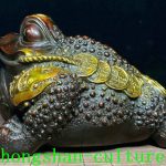 8.4" Old Qianlong Year Pure Bronze Gold Animal Toad Goldtoad Coin Statue 8.4" Old Qianlong Year Pure Bronze Gold Animal Toad Goldtoad Coin Statue