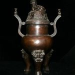 18.8" Qianlong Marked Old Red Lion Bronze Dynasty Beast Censer Censer 18.8" Qianlong Marked Old Red Lion Bronze Dynasty Beast Censer Censer