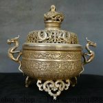 9.6" Qianlong Marked Ancient China Dynasty Dragon Bat Incense Burner 9.6" Qianlong Marked Ancient China Dynasty Dragon Bat Incense Burner