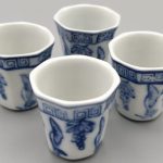 Antique Miniature Chinese Painted Tea Cups set of Four Antique Miniature Chinese Painted Tea Cups set of Four