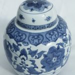 Antique Ginger Jar. Floral blue glazed late Qing dynasty. Qianlong mark. ca 1890 Antique Ginger Jar. Floral blue glazed late Qing dynasty. Qianlong mark. ca 1890