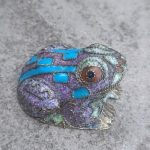 Vintage Enamel Cloisonne Frog Toad Purple Turquoise Green Gold Mini Ornament Vintage Enamel Cloisonne Frog Toad Purple Turquoise Green Gold Mini Ornament