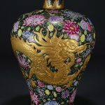 14" Old QIanlong Year Enamel Color Porcelain Golden Pattern Dragon Pot Vase 14" Old QIanlong Year Enamel Color Porcelain Golden Pattern Dragon Pot Vase