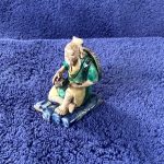 Vintage Chinese Mud Man Figure Seated On Bamboo Raft -7cm Tall Vintage Chinese Mud Man Figure Seated On Bamboo Raft -7cm Tall