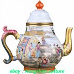 8.2" Qianlong Marekd Old Famille Rose Porcelain Immortal God Wine Teapot Flago 8.2" Qianlong Marekd Old Famille Rose Porcelain Immortal God Wine Teapot Flago
