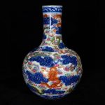 7" Qianlong Blue White Famille Rose Porcelain Dragon Totem Vase Bottle 7" Qianlong Blue White Famille Rose Porcelain Dragon Totem Vase Bottle