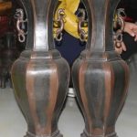 Pair of dragon beast handle jars, China, bronze, Qianlong dynasty Pair of dragon beast handle jars, China, bronze, Qianlong dynasty