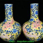 Antique pair of Cai white blue Dragon Phoenix porcelain vases from Qianlong Antique pair of Cai white blue Dragon Phoenix porcelain vases from Qianlong