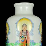 16.9" Qianlong Year Enamel Color Shakyamuni Kwan-yin God Pattern Bottle