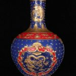 Qianlong Golden Glaze Dragon Phoenix Peony Bottle Qianlong Golden Glaze Dragon Phoenix Peony Bottle