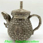 Old Chinese Qianlong marked Tibet Silver Fishs Flagon Wine pot Old Chinese Qianlong marked Tibet Silver Fishs Flagon Wine pot