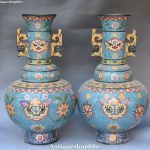 Pair of Dragon Beast bottle vases, Qianlong dynasty enameled bronze, bronze Pair of Dragon Beast bottle vases, Qianlong dynasty enameled bronze, bronze