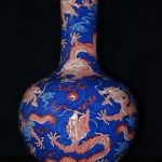 17.3" Old Qianlong Year Blue White Porcelain 9 Dragon Pot Vase 17.3" Old Qianlong Year Blue White Porcelain 9 Dragon Pot Vase