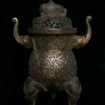14" Golden Dynasty Elephant Incense Burner Silver Bronze Qianlong China 14" Golden Dynasty Elephant Incense Burner Silver Bronze Qianlong China