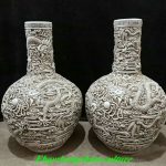 Pair of 22" Qianlong White Porcelain Celestial Dragon Bottle Vases Pair of 22" Qianlong White Porcelain Celestial Dragon Bottle Vases