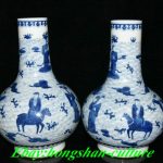 16" Qianlong Marked Blue and White Porcelain Eight Immortals 8 God Vase Pair 16" Qianlong Marked Blue and White Porcelain Eight Immortals 8 God Vase Pair