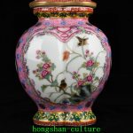 8" Qianlong Year Enamel Color Porcelain Golden Flower Bird Pattern Vase 8" Qianlong Year Enamel Color Porcelain Golden Flower Bird Pattern Vase