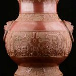 Old Qianlong Bronze Glaze Porcelain Beast Face Bottle Pot Zun Old Qianlong Bronze Glaze Porcelain Beast Face Bottle Pot Zun