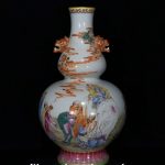 12" Qianlong Marked Color Enamel Porcelain Gilt Luohan DaMo Buddha Vase Bottle 12" Qianlong Marked Color Enamel Porcelain Gilt Luohan DaMo Buddha Vase Bottle