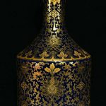 12.7'' Qianlong Marked Blue Glaze Porcelain Palace Pattern Bottle Vase 12.7'' Qianlong Marked Blue Glaze Porcelain Palace Pattern Bottle Vase