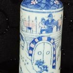 Chinese Snuff bottle blue & copper red character marks to base Chinese Snuff bottle blue & copper red character marks to base