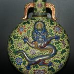 15"Qianlong Marked Color Enamel Porcelain Gilt Dragon Phoenix Peony flower Vase 15"Qianlong Marked Color Enamel Porcelain Gilt Dragon Phoenix Peony flower Vase
