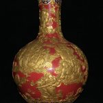 Qianlong Marked Color Enamel Red Glaze Porcelain Gold 18 Lohan Damo Vase Bottle Qianlong Marked Color Enamel Red Glaze Porcelain Gold 18 Lohan Damo Vase Bottle