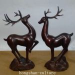 12.4" Qianlong Year Pure Bronze Fengshui Animal Deer Deer Statue Pair 12.4" Qianlong Year Pure Bronze Fengshui Animal Deer Deer Statue Pair