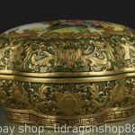 Qianlong Chinese Green Color Enamels 24K Gilt Porcelain Occident Figure Box Qianlong Chinese Green Color Enamels 24K Gilt Porcelain Occident Figure Box