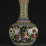 15.8" Qianlong Chinese Color Enamels Porcelain "古月轩" Figure Story Bottle 15.8" Qianlong Chinese Color Enamels Porcelain "古月轩" Figure Story Bottle